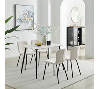 Asti White Marble Ceramic Top Dining Table & 4 Cream Asti Chairs FurnitureboxUK Cream 4 Person