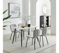 Asti White Marble Ceramic Top Dining Table & 4 Cream Asti Chairs FurnitureboxUK Grey 4 Person