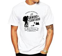 Astick Buen Camino De Santiago Compostela Spain Pilgrim Hikers T-Shirt Men Short Sleeve T-Shirt White L White XL