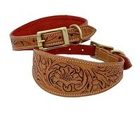 Astile Leather Whippet Dog Collar Vegetable Tanned Leather Dog Collar Greyhound Lurcher Hand Tolled (Neck Size 13 Inch To 16 Inch)