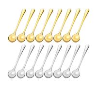 ASTIMESA 16 Pieces 2.95'' Stainless Steel Mini Spice Spoons, Gold & Silver Small Spoons for Spice Jars Sugar Salt Coffee Dessert Condiment, Tiny Seasoning Scoop (Gold, Silver)
