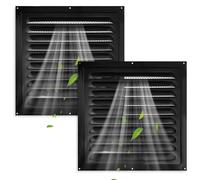 ASTIMESA 2 Packs 9.8'' x 9.8''/25 x 25 CM Gable Vent, Metal Door Vent with Screen Mesh, Return Air Grille Louver Cover Opening for Wall Houses Attic Shed Ventilation Exterior Black