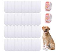 ASTIMESA 40 Pieces Waterproof Disposable Dog Booties Protector, Small Dog Feet Covers with Adjustable Self-Adhesive Bandage, Disposable Dog Shoes Boots for Indoor and Outdoor Use Paw Protection (L)