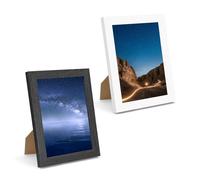 ASTIMESA 5 x 8 Picture Frames with Plexiglass, Horizontal Vertical Mounting Wooden Wall Frames, Display Photo Poster Frames for Gallery Tabletop Home Decor Desk Office Living Room (2, black/white)