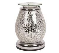 Astin of London - Aroma Accessories Electric Wax Burner Melt Warmer Lamp with Touch Control - Silver Crackle - 17cm