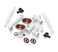 Astini 2-Bowl Sink Waste & Plumbing Kit - 2X 90mm Stainless Steel Basket Strainers, Overflow And 3 Appliance Connectors