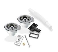 Astini 2 X 90mm Basket Strainer Waste & Overflow Kit - Polished Or Brushed Finish, Fits Ceramic, Granite & Stainless Sinks