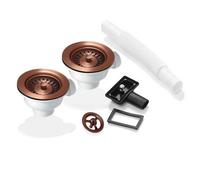 Astini 2X 90mm Basket Strainer & Overflow Kit - For Ceramic Sinks