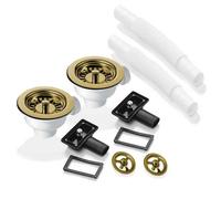 Astini 2X 90mm Basket Strainer Waste Kit With Overflow, 1 1/2 Inch Bsp, Fits Up To 32mm Sinks