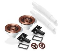 Astini 2X 90mm Basket Strainer Waste Kit With Overflow Covers, Polished Or Brushed, 1 1/2 Inch Bsp