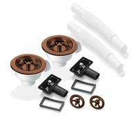 Astini 2X 90mm Basket Strainer Waste Kit With Overflow - Polished Or Brushed Finish - Fits Ceramic, Granite & Stainless Sinks