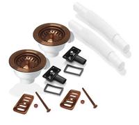 Astini 2X 90mm Basket Strainer Waste & Square Overflow Set