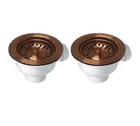 Astini 2X 90mm Copper Basket Strainer Waste Pair - 55mm Bolt, 1 1/2 Inch Outlet
