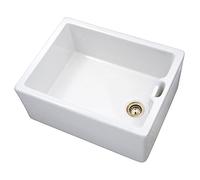 Astini Belfast 100 1.0 Bowl White Ceramic Kitchen Sink & Bronze Strainer Waste