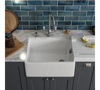 Astini Belfast 100 1.0 Bowl White Ceramic Kitchen Sink & Chrome Strainer Waste