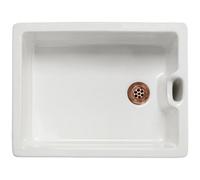 Astini Belfast 100 Fireclay Sit-On 1-Bowl White Ceramic Kitchen Sink With 65mm Plug Waste (15Yr Guarantee)