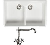 Astini Belfast 800 2.0 B Ceramic Kitchen Sink, Waste & Traditional 25411CH Tap
