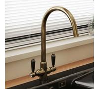 Astini Colonial Antique Bronze & Black Ceramic Handle Twin Lever Kitchen Mixer Tap