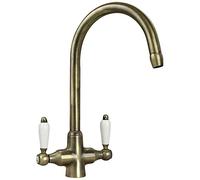 Astini Colonial Antique Bronze & White Ceramic Handle Kitchen Sink Mixer Tap