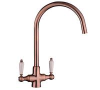Astini Colonial Antique Copper & White Ceramic Handle Kitchen Sink Mixer Tap
