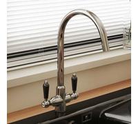 Astini Colonial Chrome & Black Ceramic Handle Twin Lever Kitchen Mixer Tap