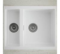 Astini Dante 1.5-Bowl Ceramic Kitchen Sink, White Gloss, Reversible Inset/undermount With Waste, Lifetime Guarantee