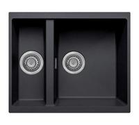 Astini Dante 1.5 Bowl Granite Composite Reversible Inset/undermount Kitchen Sink - Black, Waste Kit Included