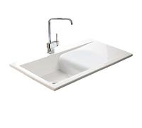 Astini Desire 100 1.0 Bowl Gloss White Ceramic Kitchen Sink, Waste & 5E Tap