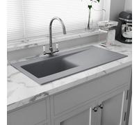 Astini Desire 100 1-Bowl Fire Clay Ceramic Inset Kitchen Sink With Waste, Matt Grey, 1010 X 510mm