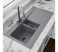 Astini Desire 150 1.5 Bowl Matt Grey Ceramic Kitchen Sink & Waste