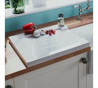 Astini Grooved Ceramic Gloss White Belfast Butler Kitchen Sink Worktop Drainer