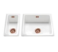 Astini Hampton 150 1.5 Bowl White Ceramic Kitchen Sink, Undermount Or Inset, Waste Included