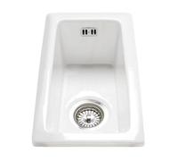 Astini Hampton 50 0.5 Bowl White Ceramic Undermount Kitchen Sink & Chrome Waste