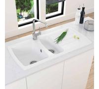 Astini Harrison 1.5 Bowl White Composite Synthetic Kitchen Sink & Waste