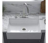 Astini Lsc Medium White 600X400X160 Ceramic Belfast Butler Kitchen Sink & Chrome Basket Strainer Waste