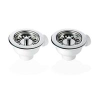 Astini Pair 90mm Chrome Basket Strainer Wastes For Ceramic Sinks, Extended Bolt, 1 1/2 Inch
