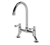 Astini Provencale Chrome Twin Lever Kitchen Sink Bridge Mixer Tap