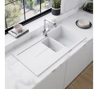 Astini Quadro 1.5 Bowl Granite White Reversible Kitchen Sink & Waste