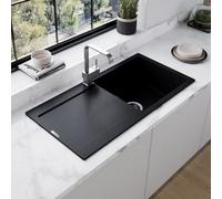 Astini Quadro Xl 1-Bowl Granite Composite Sink With Cosmo 5E Mixer Tap, Black, 1000X500mm, Inset, 15-Year Guarantee