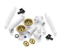 Astini Rak Rangemaster 2-Bowl Basket Strainer Waste Kit With Overflows And Plumbing
