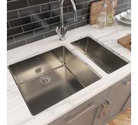 Astini Serena 1.5 Bowl Undermount Stainless Steel Kitchen Sink 688 X 444mm With 90mm Waste