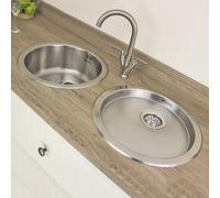 Astini Supra 1-Bowl Brushed Stainless Steel Inset Kitchen Sink With Drainer & Waste