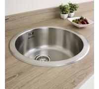 Astini Supra As5218 - 1-Bowl Brushed 18/10 Stainless Steel Inset Kitchen Sink, 450 X 450 X 180mm, 15-Year Guarantee