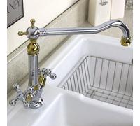 Astini Traditional Polished Gold Twin-Handle Kitchen Mixer Tap (Deck-Mounted) 25441Gc