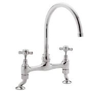 Astini Victoria Chrome Twin Crosshead Kitchen Sink Bridge Mixer Tap