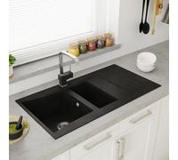Astini Xeron 1.5 Bowl Black Smc Synthetic Reversible Inset Kitchen Sink With Tap & Waste
