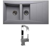 Astini Xeron 1.5 Bowl Grey SMC Synthetic Reversible Kitchen Sink, Waste & Tap