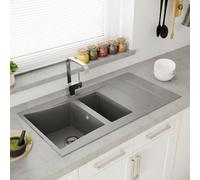 Astini Xeron 1.5 Bowl Reversible Smc Synthetic Inset Kitchen Sink, Matt Grey With Waste & Tap