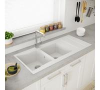 Astini Xeron 2.0 2-Bowl Reversible Smc Synthetic Kitchen Sink With Tap & Wastes, Matt White