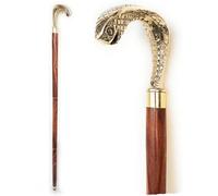 Astitv King Cobra Brass Handle Walking Cane & Walking Stick | Handmade,Wooden, Ergonomic, Stylish - Canes for Men, Cane for Women - Elderly Walking Sticks for Seniors, Unique, Wood